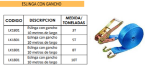 Eslinga con gancho eslinga con gancho